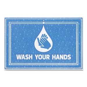 Message Floor Mats, 24 X 36, Blue, "wash Your Hands