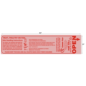 70255 Safe Handling Meat Bag P/E .24-Mil 15X20 Clear/Red 36/100