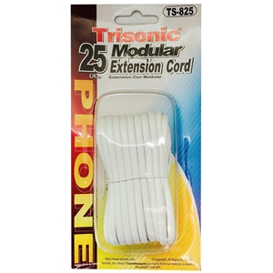 White Trisonic TS-825 Telephone Extension Cord Phone Cable 