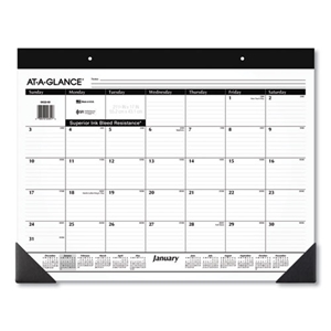 ATAGLANCE Monthly Refillable Desk Pad, 22 x 17, White Sheets, Black Binding, Black Corners, 12-Month (Jan to Dec): 2025