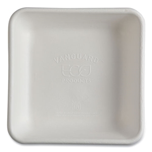 Vanguard Worldview Renewable and Compostable Sugarcane Take-Out Containers, 36 oz, 8 x 8 x 2, White, Sugarcane, 200/Carton