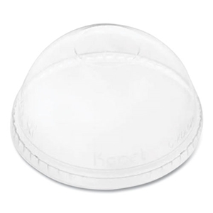 Karat PET Lids, Fits 12 oz to 24 oz Cold Cups, No Hole Dome Lid,,Clear, 1,000/Carton