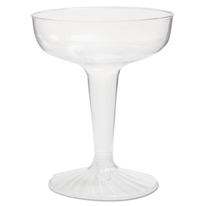 Comet Plastic Champagne Glasses, Two-Piece Construction, 4 oz, Clear, 25/Pack, 20 Packs/Carton