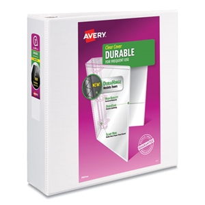 Avery Durable View Binder With Durahinge And Slant Rings, 3 Rings, 3" Capacity, 11 X 8.5, White, 4/pack