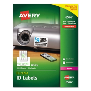 Avery Durable Permanent Id Labels With Trueblock Technology, Laser Printers, 1.25 X 1.75, White, 32/sheet, 50 Sheets/pack