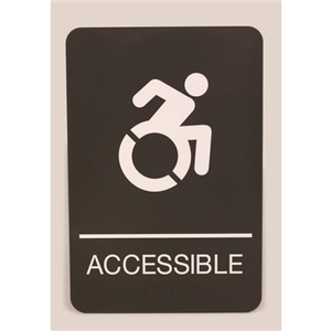 ADA Sign, Accessible, 6 x 9, Black Face, White Graphics