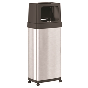 Dual Push Door Trash Can, 24 gal, Stainless Steel, Silver/Black
